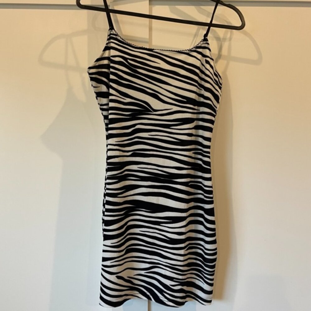 Tunnel Vision Zebra Print Kelsey Velvet Mini Dress Medium
